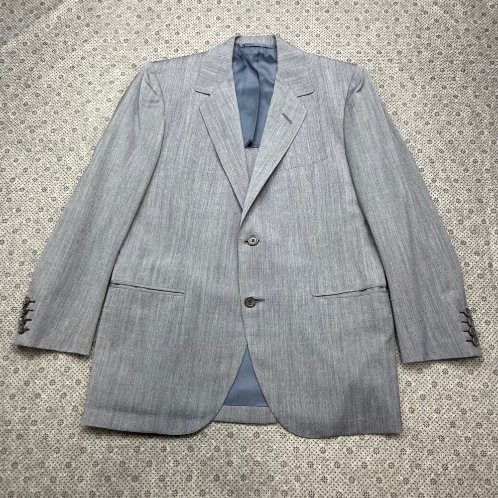 VTG 70s Oxxford Clothes Lewis & Thos Saltz Mens Grey No Lining Summer Blazer 36S